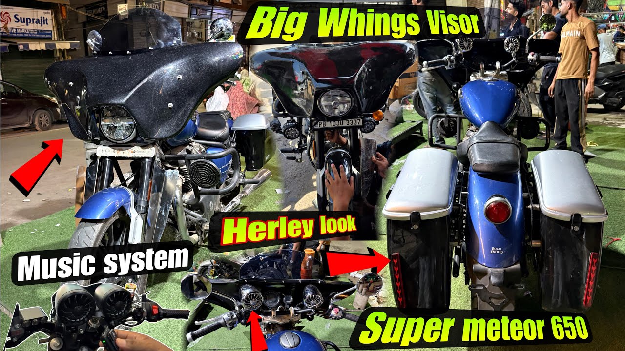 Super meteor 650 Big windshield install | Big whings visor | music system | Skd bike world