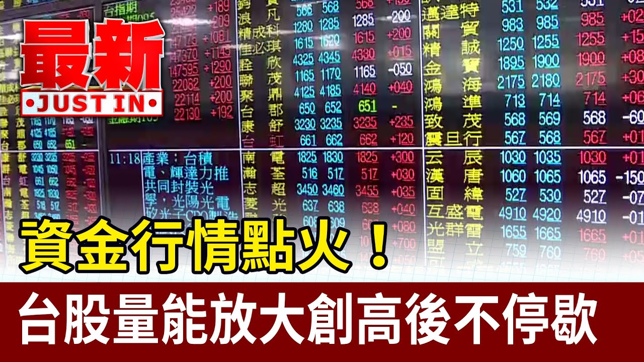 資金行情點火！ 台股量能放大創高後不停歇【最新快訊】