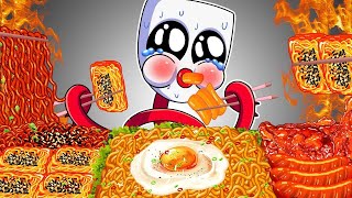 ASMR Mukbang | Gangle Cooking Spicy Korean Ramen Noodles & Fried Chicken | DIGITAL CIRCUS Animation