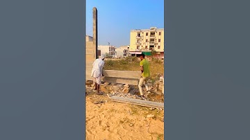 Precast concrete RCC fins on stone wall without support are stopped by labor #Precast #concrete #RCC