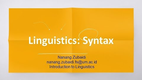 Syntax - Introduction to linguistics - English