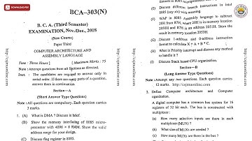 BCA 3RD SEM COMPUTER ARCHITECTURE AND ASSEMBLY LANGUAGE BCA N DEC 2018 | DDUGU