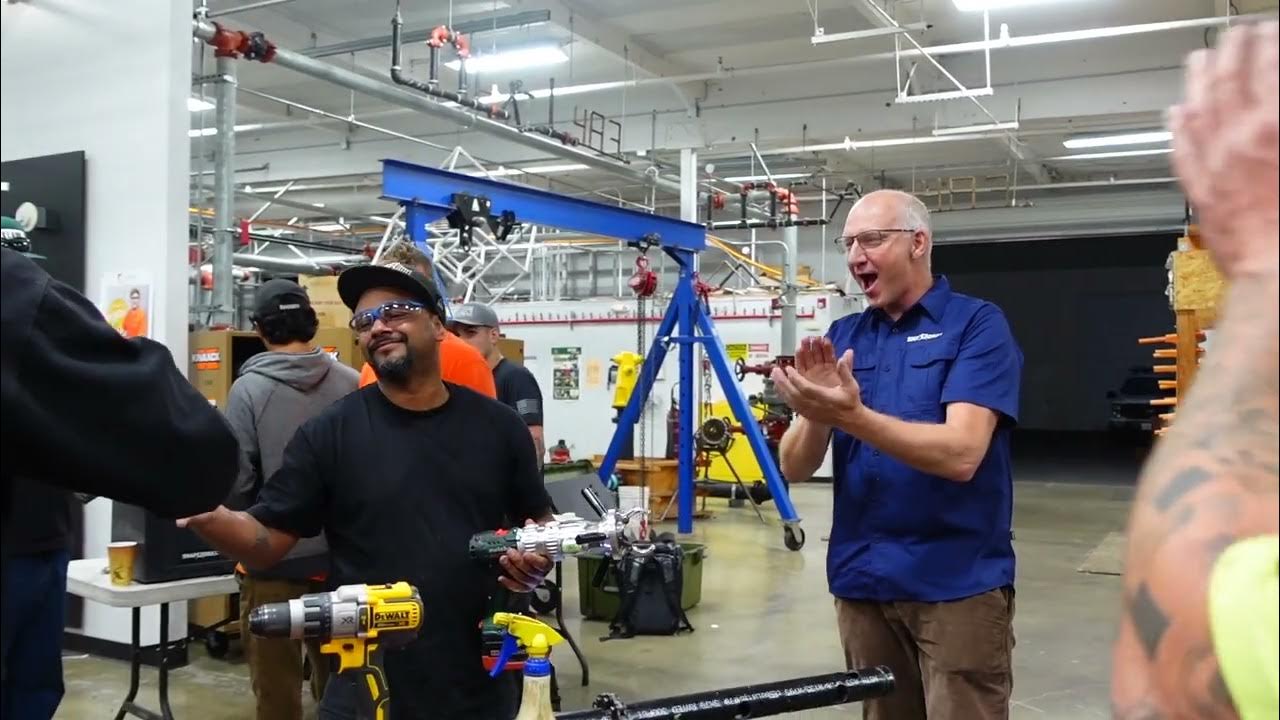 Sprinkler Fitters Union 483 apprentices learn how to use Snapdrill pipe holecutting tool YouTube