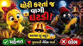 😱 લાલચી કાગડાની ચોરી પકડાઈ! | મહેનતનું ફળ 🌽 | Gujarati Moral Story | Little Star Rudra