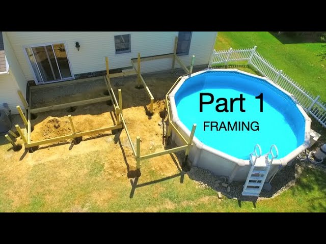 How To Build A 12x12 Two Level Pool Deck With Trex Part 1 Framing You Pool Deck With Trex Part 1 Framing, Round Above Ground Pool Deck Plans Free