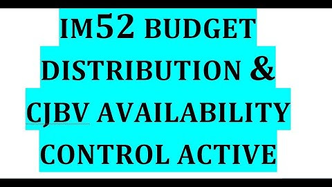 IM52 Budget distribution II How to distribute budget II  CJBV availability control I