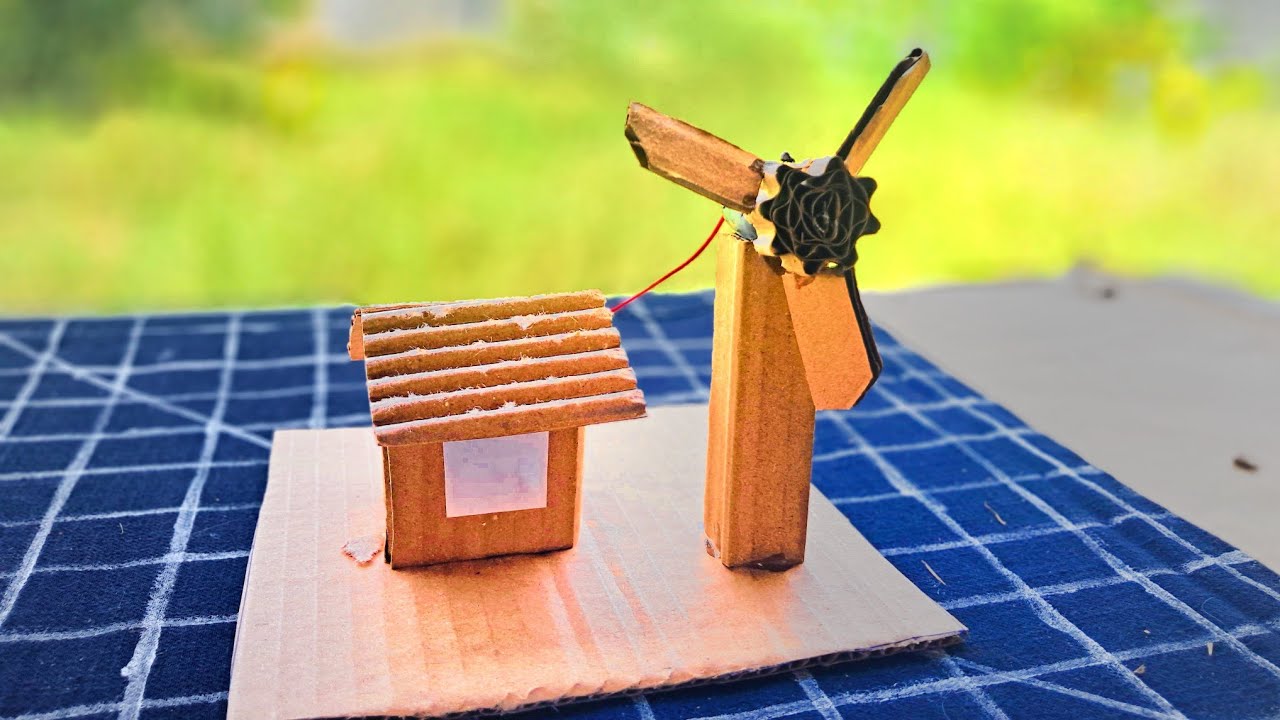 How to make working model of a wind turbine from cardboard | school ...
