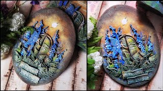 In the secret garden 💙 🧚💛 Decorative wall panel using molds🐌