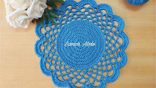 مفرش كروشيه دائرى مع طريقة تكبيره بشرح سهل و بسيط للمبتدئات Crochet doily