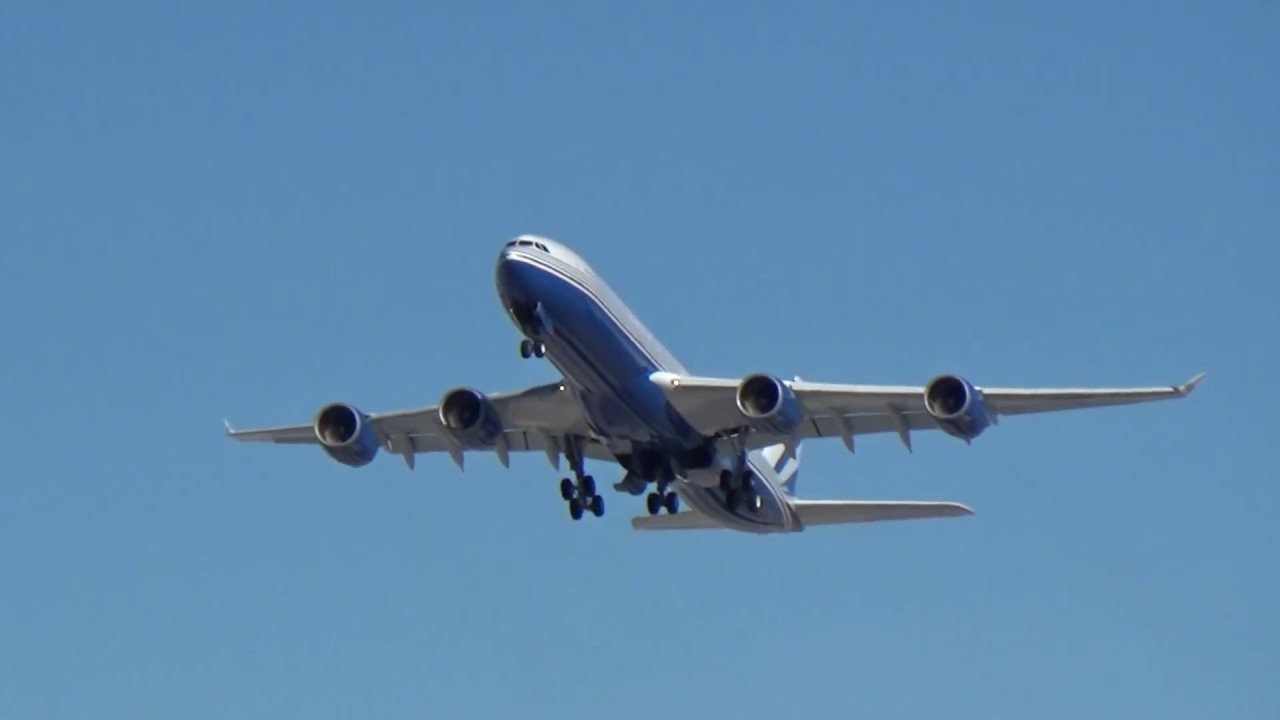 Las Vegas Sands Corp. Airbus A340-541 (VP-BMS) departing for a test flight