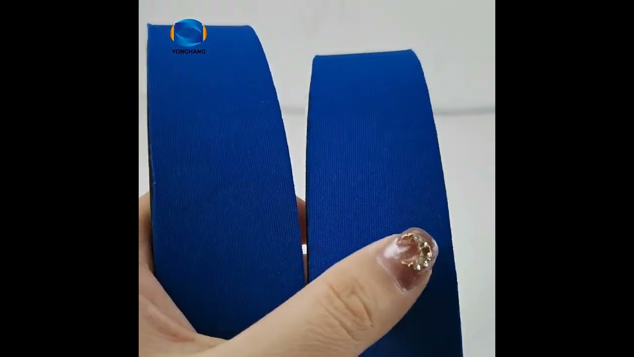 Blue sponge/foam coated nylon flat belt with guide strip