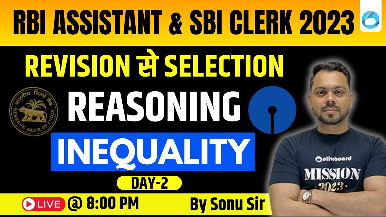 RBI Assistant / SBI Clerk Reasoning 2023 | Reasoning Inequality For SBI ...