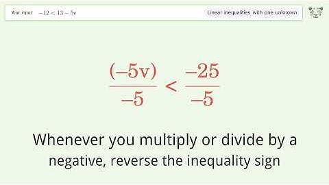 Solving Linear Inequalities: -12 is Smaller Than 13-5v