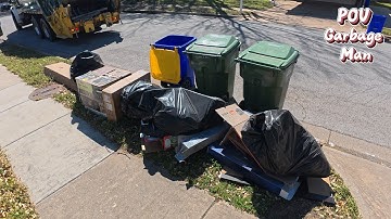 Garbage Rear-Loader Truck on Manual Bulk Waste | 4K Full UHD ASMR