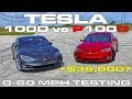 What does a 1 second difference from 0-60 MPH Look Like?  Tesla P100D vs 100D Drag Racing