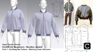 CLO3D For Beginners - Making a Bomber Jacket - Pattern Drafting from References - Base Pattern screenshot 3