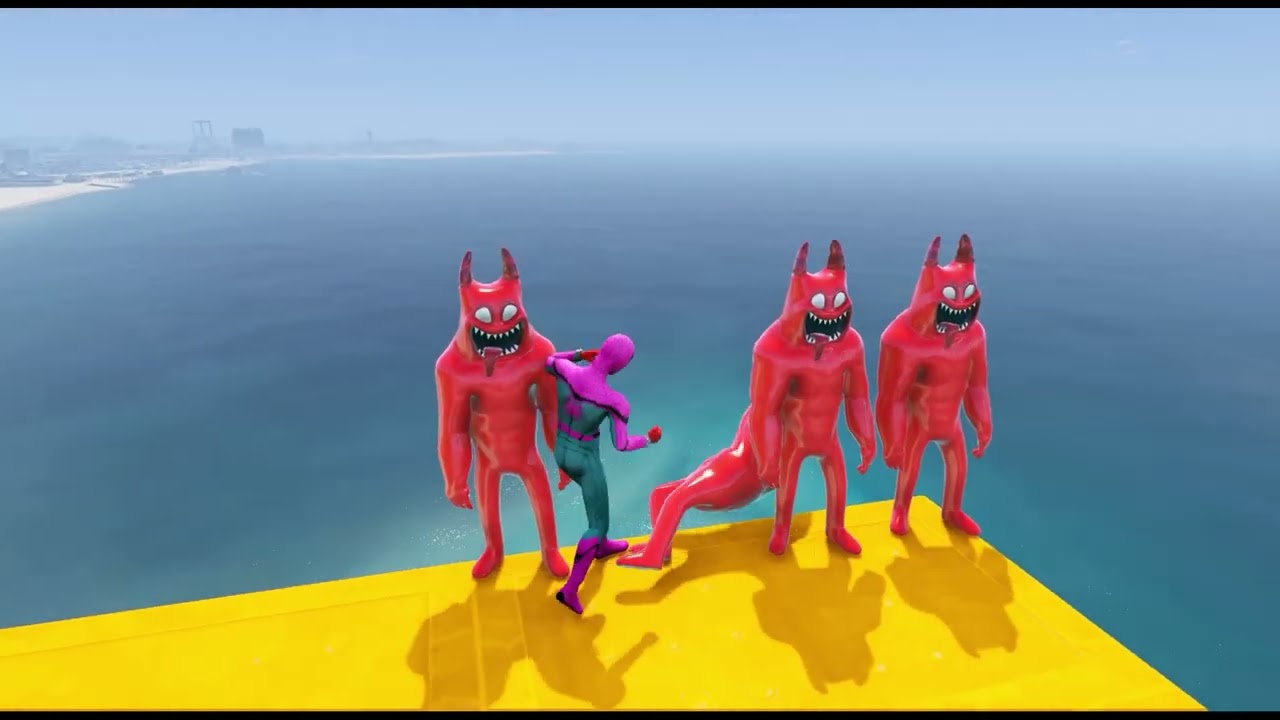 EGTA 5 Epic Ragdolls RED SPIDERMAN VS RED MINION VS GREEN MINION(uphoria Physics & Funny Fails)