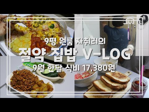 9월 한달식비 2만원 자취생 브이로그/셀프 단발 자르기/자취생 식비 줄이기/자취 절약/자취 집밥/식비절약 [짠순이 절약 V-LOG]