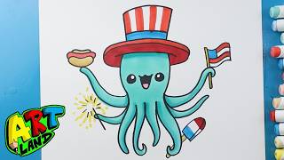 How to Draw a Fourth of July Octopus