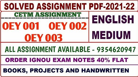 CETM Solved assignment 2021-22 /  CETM Solved assignment English / Oey 01,02,03 Assignment