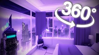 360º VR | SCI-FI HOTEL ROOM in a FUTURISTIC CITY | Cyberpunk Ambience