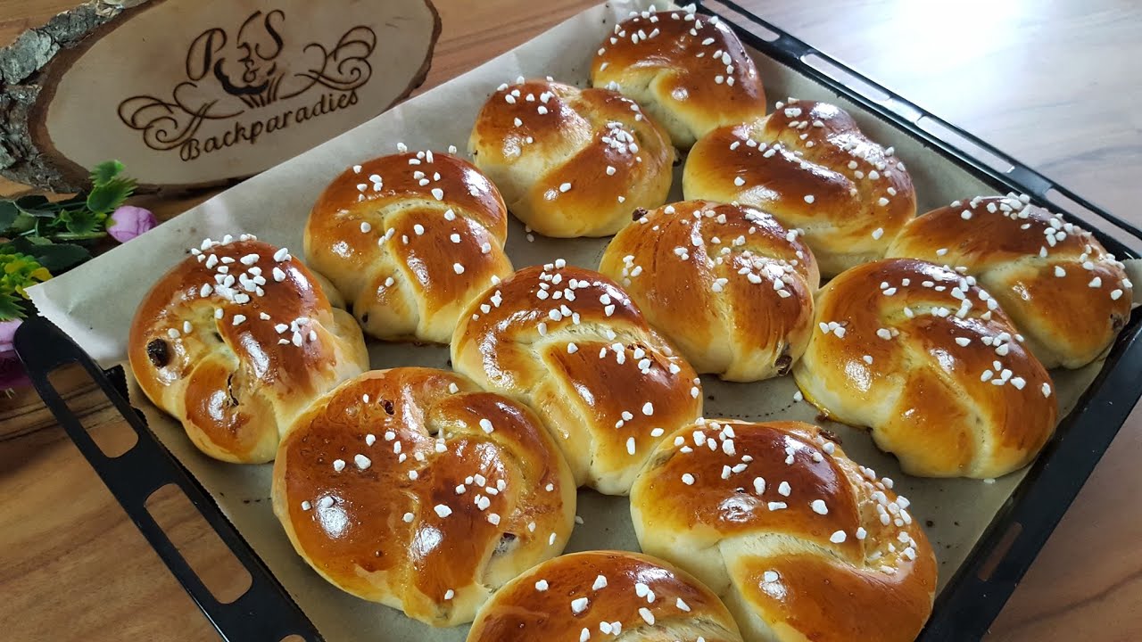 Feine Rosinenknoten 👌 Süße Brötchen mit Rosinen P&amp;S Backparadies - YouTube