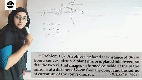 An object is placed at a distance of 36 cm from a convex mirror. A plane mirror is placed in between