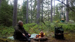 Solo Overnight  HEAT POWERED CHICKEN ROTISSERIE  REMOTE WILDERNESS CANOE TRIP