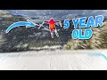 5 year old girl catches big air  skiing family
