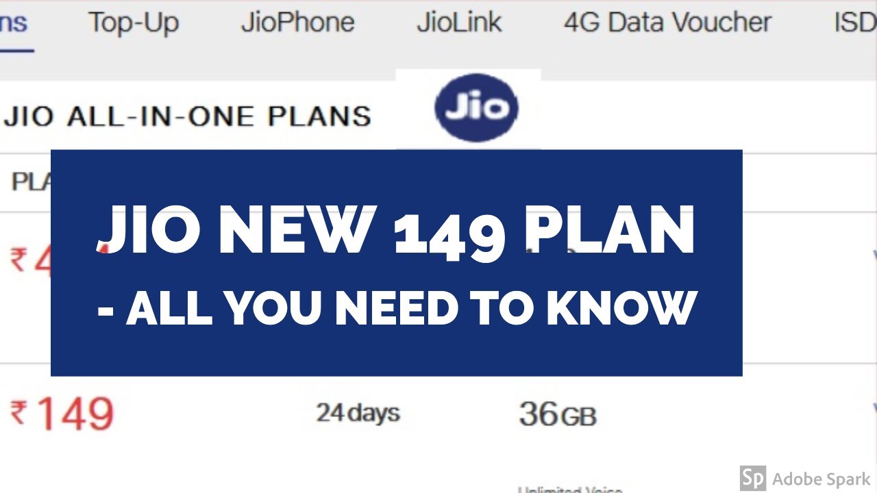 Jio Reevised Plan Jio 149 (revised) plan - YouTube