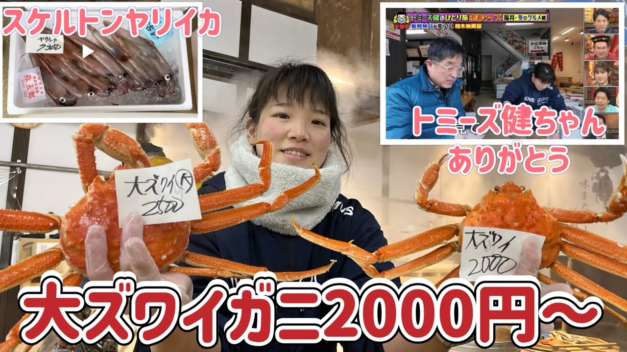 『トミーズ健さんがやってきた（2/14放送）、大ズワイガニ2000円！』#激安  #魚屋　#相木魚問屋 #敦賀   8/2/16