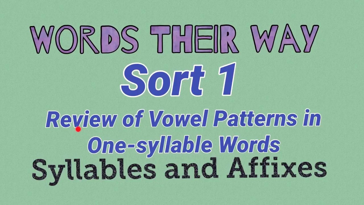 sort 1 review of vowel patterns in one syllable words words their