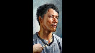 Oil Painting Portrait of Narwin by Emilie & Dad #shorts