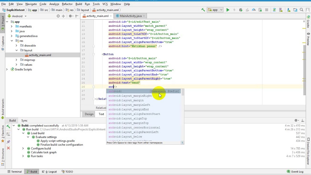 android studio intent to another activity android studio intent to another activity