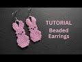 Seed bead bunny earring, beaded rabbit tutorial