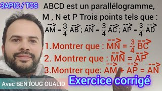 Exercice corrig (9) : Vecteurs et Translation | 3AC