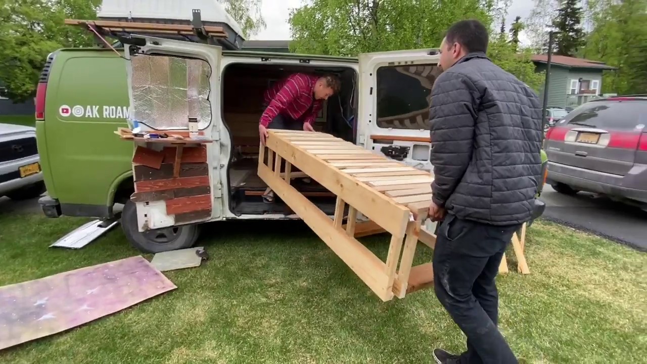 Van Pull Out Slat Bed using FREE PALLET WOOD YouTube