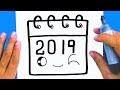 How to draw a cute New Year Calendar 2019, Draw cute things