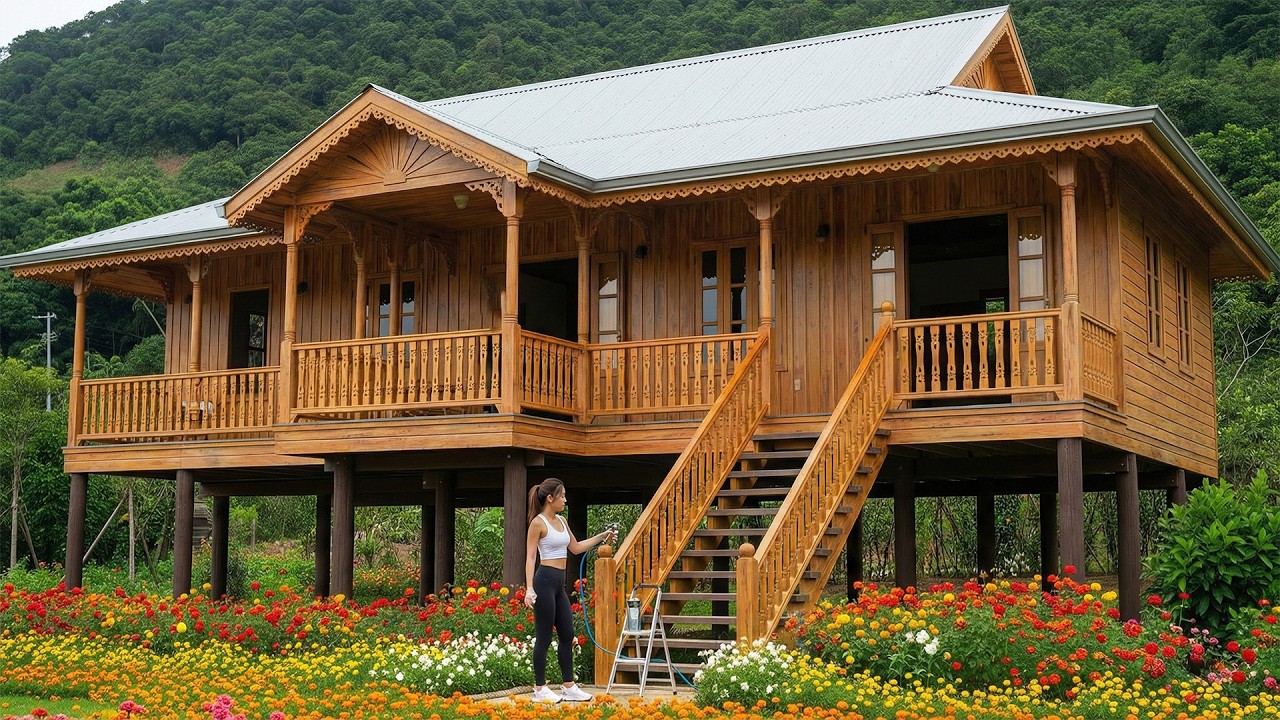 Full Video: Single Mother Builds Two-Story Wooden House Alone In 365 Days | Survival In The Forest