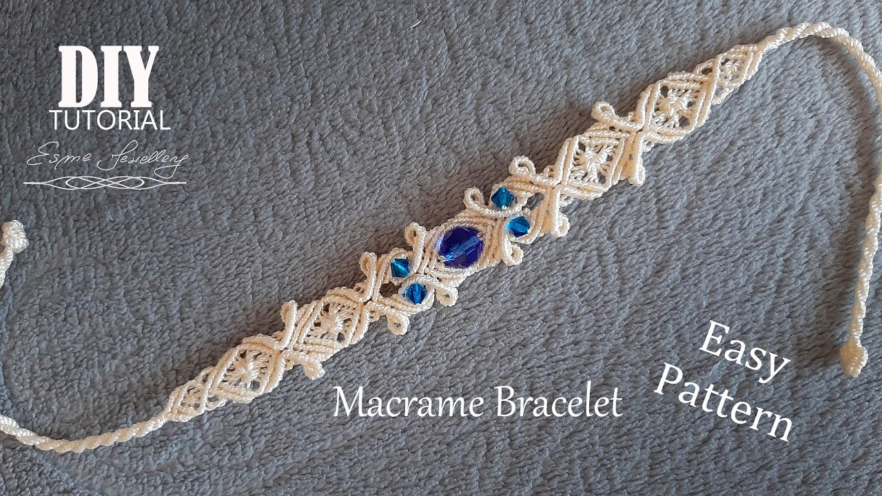 Prosta makramowa bransoletka z kryształkami / Macrame bracelet tutorial DIY / Easy macrame bracelet
