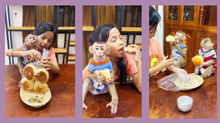 Copy of Best Action - Sister Neta sharing bread for Bryyan and Icy monkeys so yummy