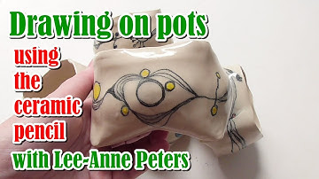 Drawing on pots (ceramic pencil) with Lee-Anne Peters
