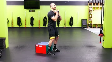 Group Training Boise I Dumbbell Goblet Mini Band Box Squat Demo I Kvell Fitness and Nutrition