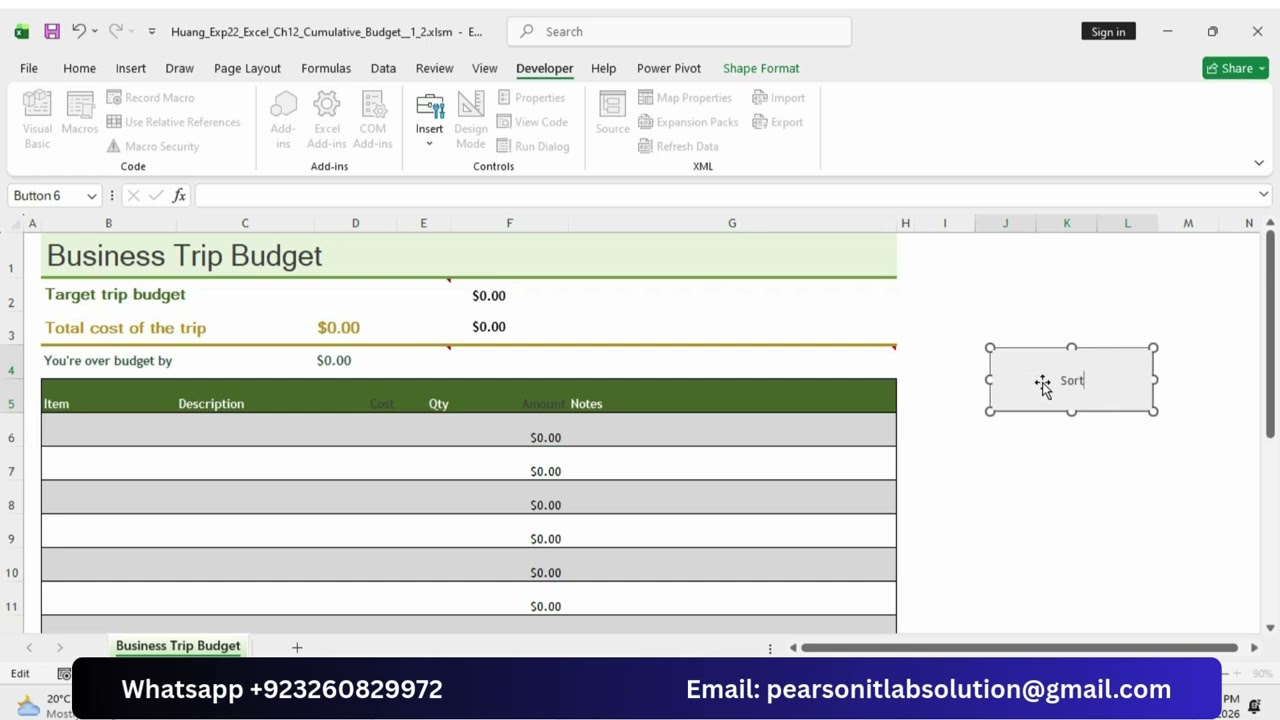 Exp22_Excel_Ch12_CumulativeAssessment_Business_Travel_Budget | Assessment Business Travel Budget