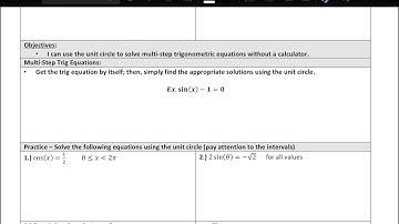 Day 100 - 5.1 Day 2 Lecture Notes (Solving Trigonometric Equations)