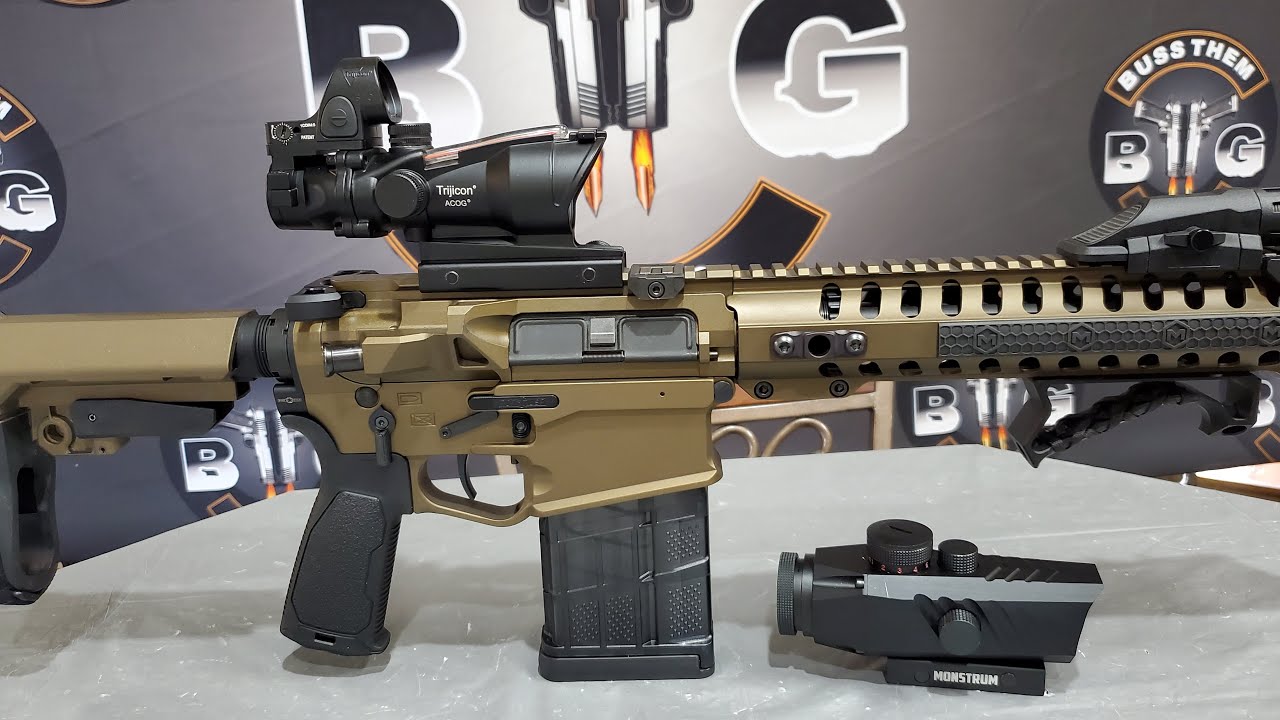 Monstrum out Trijicon ACOG and SRO installed 12.5inch 308 - YouTube