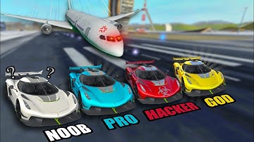 NOOB | PRO | HACKER | GOD VS PLANE || Extreme Car Driving Simulator 🤯