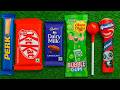 Satisfying ASMR Candy Lollipops &amp; Chocolate Unboxing, Cadbury Dairy Milk vs KitKat Opening Challenge