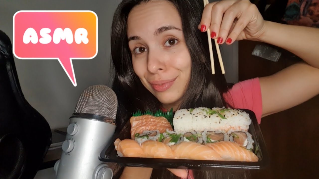 ASMR COMENDO SUSHI (BOM CUSTO BENEFÍCIO DO IFOOD 🍣😋)