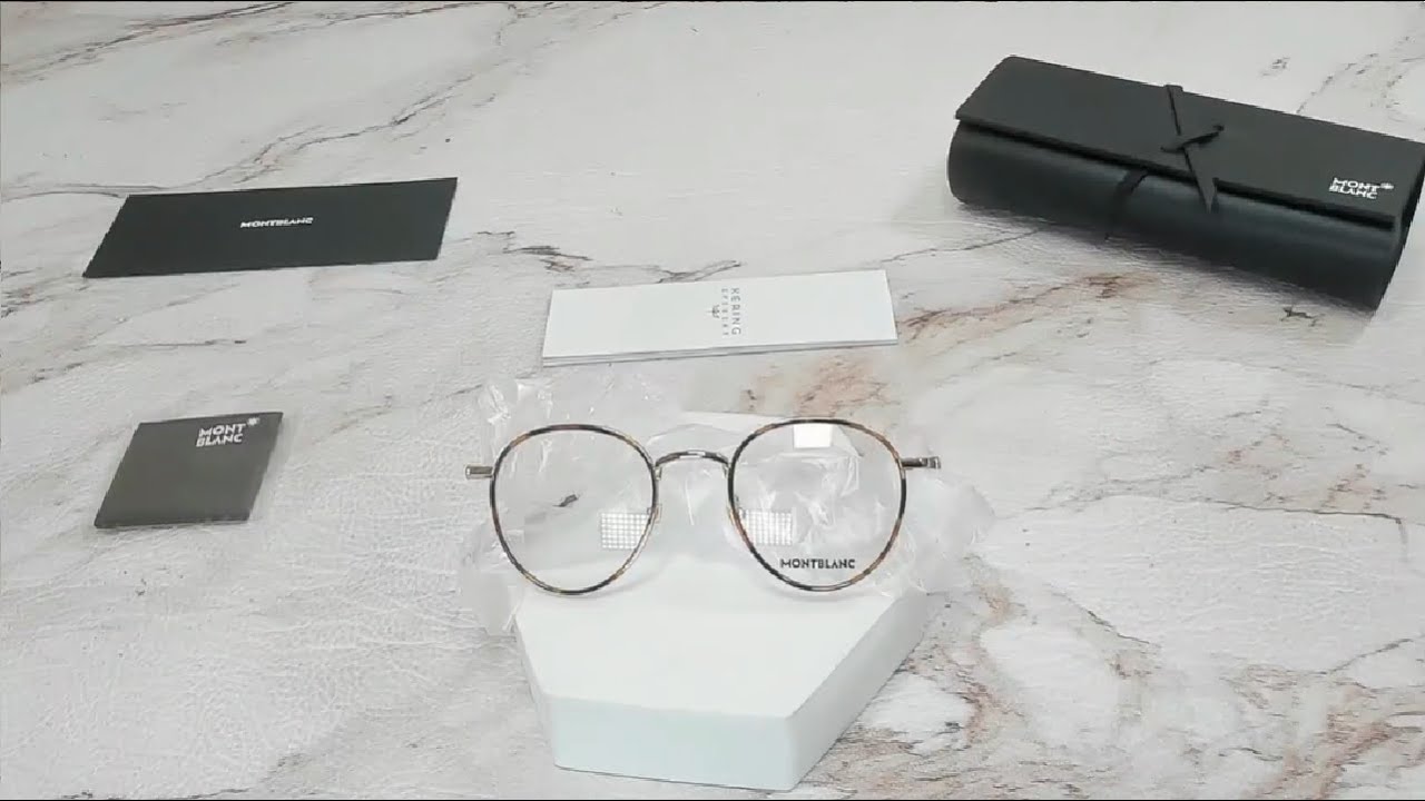 Mont Blanc MB0162O 003 Eyeglasses Men's Havana Full Rim Round Shape 48-22-145